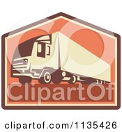 Poster, Art Print Of Retro Big Rig Container Truck And Trailer