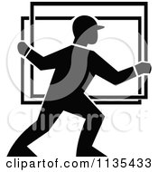 Poster, Art Print Of Black And White Glass Delivery Worker