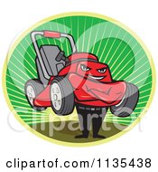 Poster, Art Print Of Lawn Mower Man With Folded Arms In A Sunrise Oval