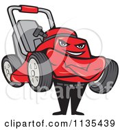 Clipart Of A Lawn Mower Man With Folded Arms Royalty Free Vector Illustration