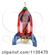 Clipart Of A 3d Happy Robot Astronaut In A Rocket Royalty Free CGI Illustration