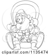 Poster, Art Print Of Outlined Children On Santas Lap