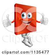 Clipart Of A Pleased Red Book Mascot Holding Two Thumbs Up Royalty Free Vector Illustration by AtStockIllustration