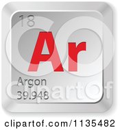 Poster, Art Print Of 3d Red And Silver Argon Element Keyboard Button