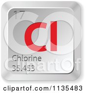Clipart Of A 3d Red And Silver Chlorine Element Keyboard Button Royalty Free Vector Illustration