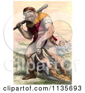 Clipart Of Jack The Giant Killer In Battle 2 Royalty Free Illustration