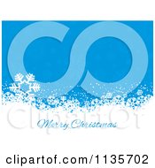 Clipart Of A Blue Snowflake Background With Merry Christmas Text Royalty Free Vector Illustration