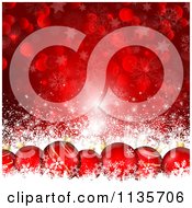Poster, Art Print Of Red Christmas Bokeh Snowflake Star And Bauble Background