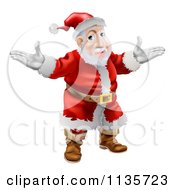 Cartoon Of A Shrugging Santa Royalty Free Vector Clipart