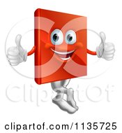 Poster, Art Print Of Pleased Red Book Mascot Holding Two Thumbs Up