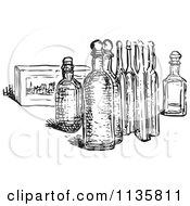 Poster, Art Print Of Retro Vintage Eau De Cologne Bottles In Black And White