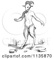 Clipart Of A Retro Vintage Fantasy Satyr Or Pan Black And White Royalty Free Vector Illustration by Picsburg
