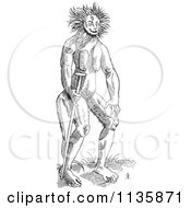 Clipart Of A Retro Vintage Fantasy Cercopithecus Wild Man Black And White Royalty Free Vector Illustration
