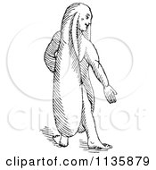 Clipart Of A Retro Vintage Fantasy Rabbit Eared Man Black And White Royalty Free Vector Illustration