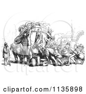 Poster, Art Print Of Retro Vintage Crowd Attacking An Omnibus In Black And White
