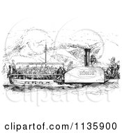 Poster, Art Print Of Retro Vintage Crowded Rhine Boat In Black And White
