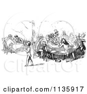 Poster, Art Print Of Retro Vintage Men Dining And Chatting In A Restaurant In Black And White