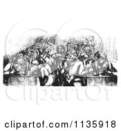 Clipart Of A Retro Vintage Restaurant On The Rhine Boat In Black And White Royalty Free Vector Illustration by Picsburg