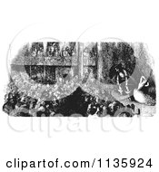 Poster, Art Print Of Retro Vintage Crowd Watching A Pirate Play In Black And White