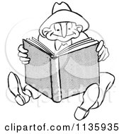Poster, Art Print Of Retro Vintage Man Reading A Book Black And White