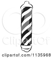 Clipart Of A Retro Vintage Black And White Barber Pole Royalty Free Vector Illustration