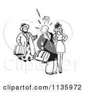 Cartoon Of A Retro Vintage Man Caught With His Mistress In Black And White Royalty Free Vector Clipart by Picsburg