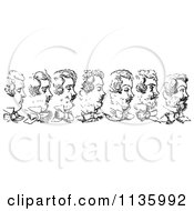 Clipart Of A Retro Vintage Mans Beard Growing In Black And White Royalty Free Vector Illustration