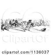Poster, Art Print Of Retro Vintage Crowd Chasing A Dog Who Stole A Sausage In Black And White