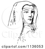 Clipart Of A Retro Vintage Nun In Black And White Royalty Free Vector Illustration by Picsburg