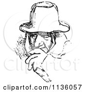 Clipart Of A Retro Vintage Man In Black And White 1 Royalty Free Vector Illustration