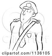 Clipart Of A Retro Vintage Security Guard Black And White Royalty Free Vector Illustration