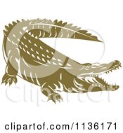 Clipart Of A Retro Crocodile 3 Royalty Free Vector Illustration