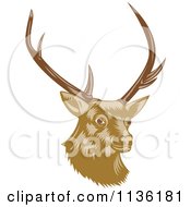 Clipart Of A Retro Deer Head With Antlers Royalty Free Vector Illustration