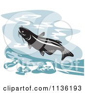 Poster, Art Print Of Retro Leaping Catfish