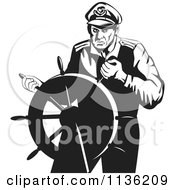 Poster, Art Print Of Retro Black And White Steering Captain