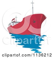 Clipart Of A Retro Commercial Tanker Ship 2 Royalty Free Vector Illustration