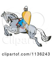 Poster, Art Print Of Retro Crusader On A Leaping Horse