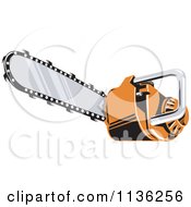 Clipart Of A Retro Orange Chainsaw Royalty Free Vector Illustration