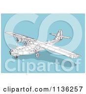 Poster, Art Print Of Wireframe Catalina Airplane On Blue