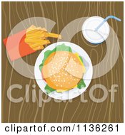 Poster, Art Print Of Cheeseburger Fries And Soda On A Table