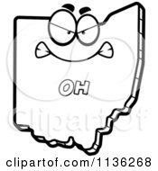 Cartoon Clipart Of An Outlined Mad Ohio State Character Black And White Vector Coloring Page