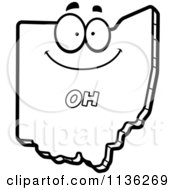 Cartoon Clipart Of An Outlined Happy Ohio State Character Black And White Vector Coloring Page