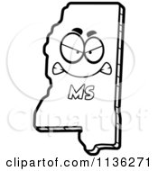 Cartoon Clipart Of An Outlined Mad Mississippi State Character Black And White Vector Coloring Page by Cory Thoman