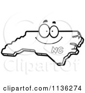 Cartoon Clipart Of An Outlined Happy North Carolina State Character Black And White Vector Coloring Page