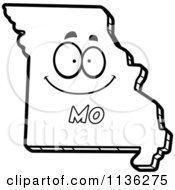 Poster, Art Print Of Outlined Happy Missouri State Character