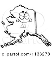 Cartoon Clipart Of An Outlined Mad Alaska State Character Black And White Vector Coloring Page