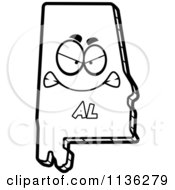 Cartoon Clipart Of An Outlined Mad Alabama State Character Black And White Vector Coloring Page by Cory Thoman