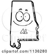 Cartoon Clipart Of An Outlined Happy Alabama State Character Black And White Vector Coloring Page