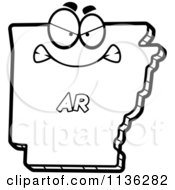 Cartoon Clipart Of An Outlined Mad Arkansas State Character Black And White Vector Coloring Page