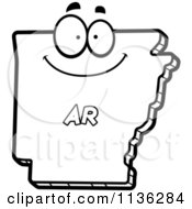 Cartoon Clipart Of An Outlined Happy Arkansas State Character Black And White Vector Coloring Page by Cory Thoman